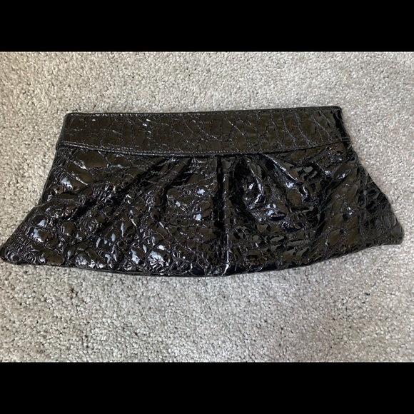 Lauren Merkin Textured Patent Black Clutch - Picture 2 of 6